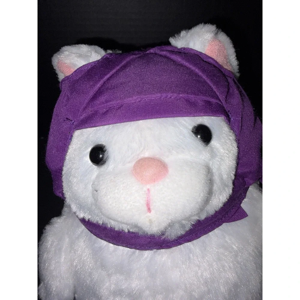 Kawaii Hige Manjyu Maneki  Plush  Ninja White Fat Cat 10.5